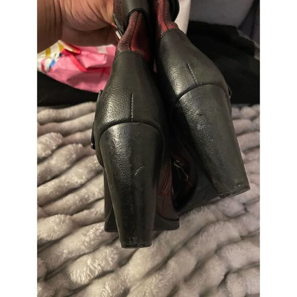 9.5 kork ease triple belted ankle boots/booties red leather italian - Picture 11 of 12